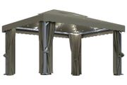 Gazebo with Curtain and String Lights 4x3 m Taupe
