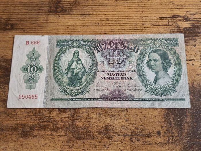 Hungary, 10 Pengo banknote, 1936, circulated - free standard postage