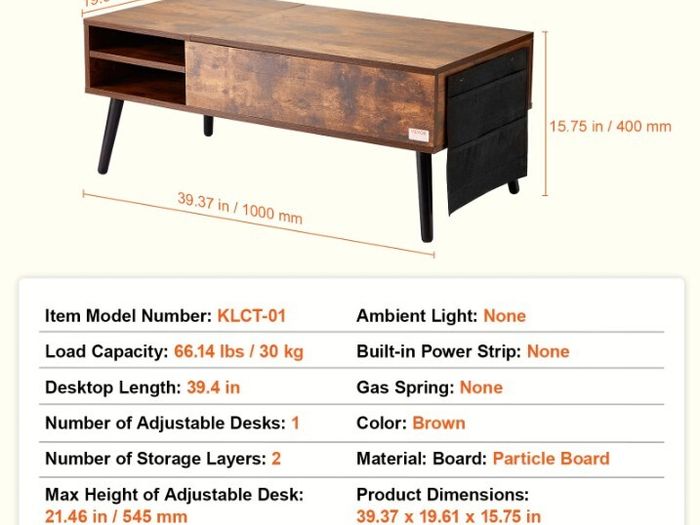 Lift-Top Coffee Table with Hidden Storage