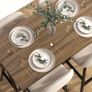 Bar set 5-piece, table and 4 chairs, button tufting, thick padding, linen-look, Beige Image 4