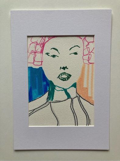 Original Art Figurative Girl Line Drawing Pop Art