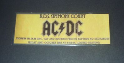 AC/DC Ticket Stubb R.D.S Dublin 1982 Laminated Reproduction