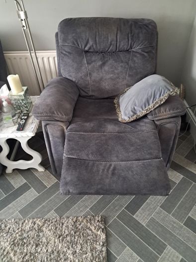 3 grey  seater reclining Sofa plus 2 armchairs recliner