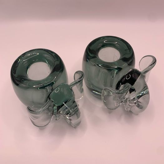 Vintage art glass Elephant shape Candholders