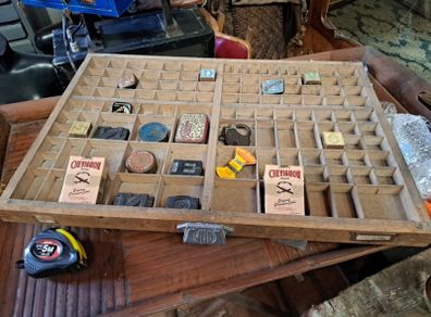 Vintage Wooden Printers Tray
