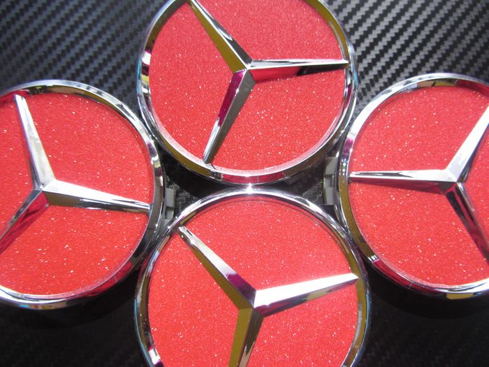 4x Red shining 75mm Mercedes Benz Alloy Wheel Center Caps cap Hub Cover