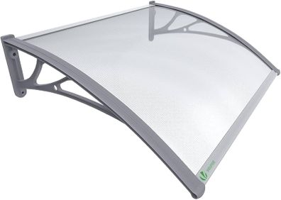 Front Door Canopy Outdoor Awning, Rain Shelter for Back Door, Porch, Window, 120 x 80 cm, Grey