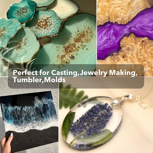 Clear Epoxy Resin Kit High Gloss Casting and Coating Bubbles Free Art Resin for River Table Tops, Jewelry Making Projects, DIY Crafts, Tumblers, Molds, Art Painting