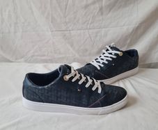 Tommy hilfiger jacquard leather trainers Size 7 eu 41 Navy in excellent condition