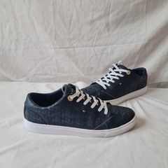 Tommy hilfiger jacquard leather trainers Size 7 eu 41 Navy in excellent condition