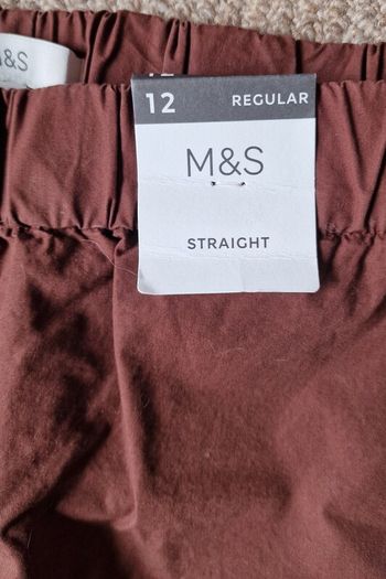 M&S Brown Straight Casual Trousers