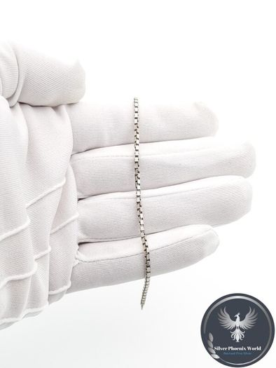 925 Vintage Italian Sterling Silver Box Chain Bracelet