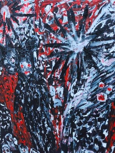 Original Acrylic Painting  Black Star  Handmade original artwork on canvas.