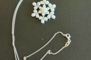 silver necklace with natural pearls