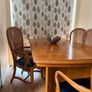 Vintage Solid Beech Wood Extending Dining Table & 6 Rattan Chairs (Made in Singapore) Image 5