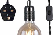 Pendant Light Fitting with Plug-in, Vintage Style Hanging Light KIT E27 Lamp Holder,4500MM Braided Twisted Cable with On/Off Switch (MULTIPLE STYLES)