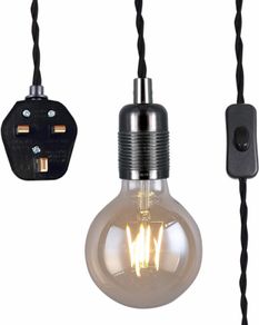 Pendant Light Fitting with Plug-in, Vintage Style Hanging Light KIT E27 Lamp Holder,4500MM Braided Twisted Cable with On/Off Switch (MULTIPLE STYLES)