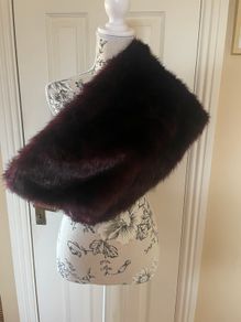Coast Faux Fur Stole / Shrug - Burgundy - Size S/M