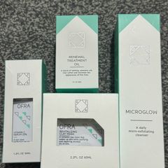 Ofra cosmetics skincare brand new vitamin c serum, clay mask, micro exfoliating cleanser, renewal treatment oil