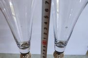 SET OF 2 Silver Rhinestone Band Champagne Flutes.