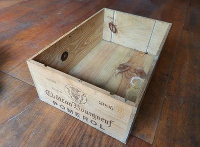 Vintage Wooden Wine Crate Chateau Bourgneuf 2005 Pomerol