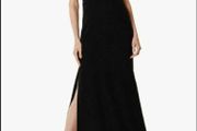 Karen Millen Crossover Neck Side Split Maxi Dress, Black size 10