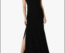 Karen Millen Crossover Neck Side Split Maxi Dress, Black size 10