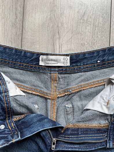 Stradivarius High Waisted Wide Leg Jeans Blue - Size EU 40 / UK 12