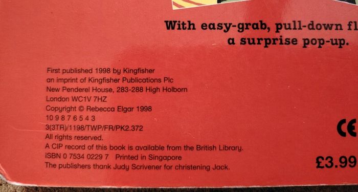 Kingfisher 1998 Jack It's Playtime Lift-the-Flap & Pop-Up Book