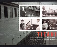 2012 Ireland Titanic Booklet Pane featuring ship at launch Mint Never Hinged (MNH). Hibernian HP215b.