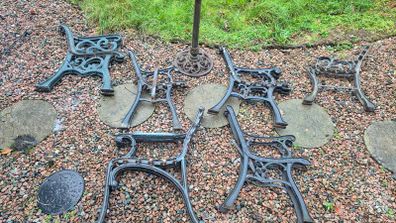 iron cast garden bench ends