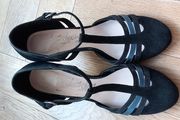 Black suede t bar heels UK 5 1/2, EU 38.5