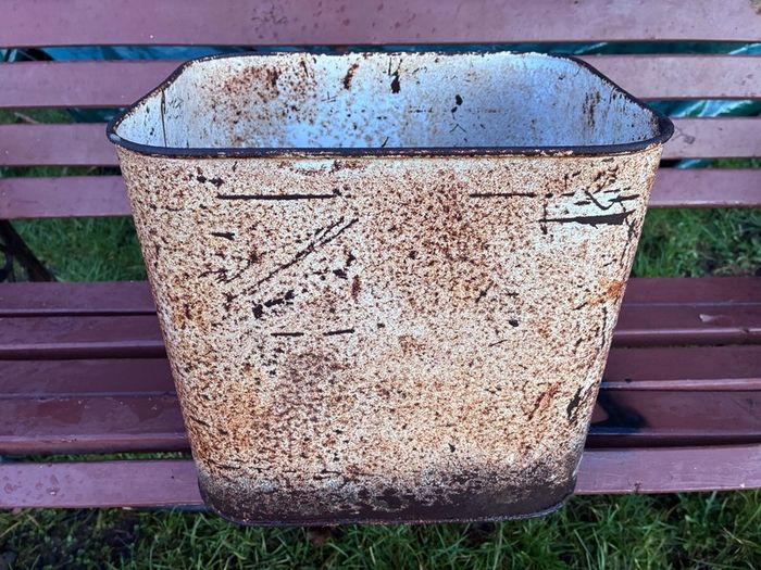 Vintage enamel bread bin