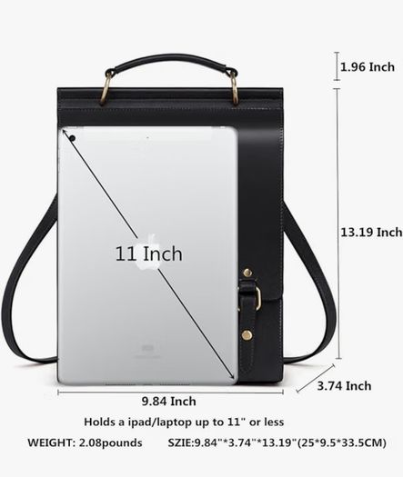 Cnoles Black Genuine Leather Backpack, Elegant Work Bag