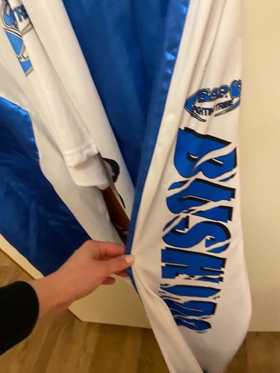 Kickboxing/Bushido uniform white/blue, 12-14 yrs approx.