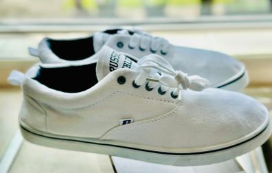 Russell Athletic Mens Canvas Trainers Plimsolls Pumps Canvas Shoes White