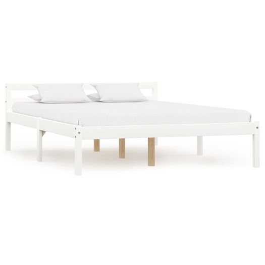 Bed Frame with 2 Drawers White Solid Pine Wood 140x200 cm