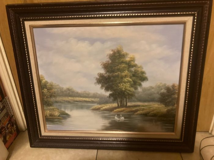 Large oil painting signed and framed free postage
