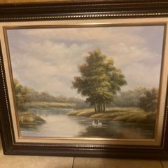 Large oil painting signed and framed free postage