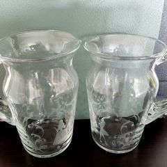 Vintage etched glass jugs