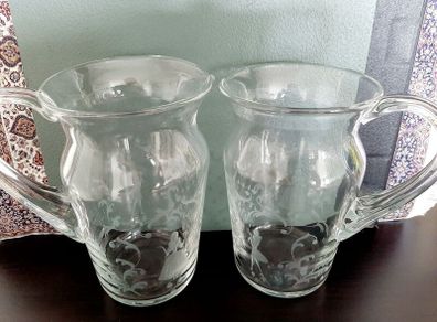 Vintage etched glass jugs