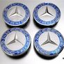x4 Mercedes Benz new Blue/Silver 75mm Centre caps Image 2