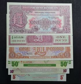British Armed Forces Special Vouchers Military 6 Gem Unc Crisp Notes