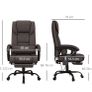 6-Point Massage Office Chair, PU Leather Desk Chair with Adjustable Height and Footrest for Home Office, Brown Image 2