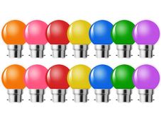 Brand New B22 LED Colored Bulbs G45 2W 14-Pack