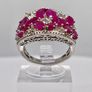 Beautiful African Ruby White Zircon Cluster Ring in Rhodium Overlay Sterling Silver 4.42 Ct. Image 2