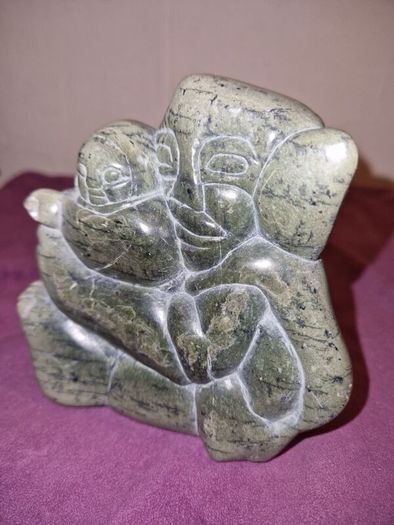 Rare Eskimo/Inuit carved stone figure of Mother and Child
