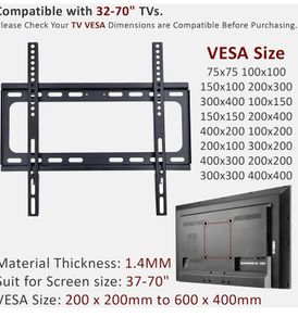 32-70 TV wall mount bracket and curved tvs