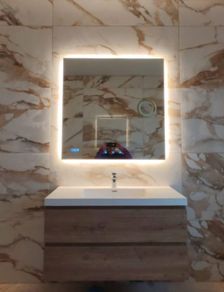 LED Bathroom Mirrors Bluetooth Speakers Demister Antifog Clock Weather Station Dual LED Sensor Touch