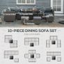 MASSIVE SUMMER SALE 10PCs Garden Rattan Corner Dining Sofa Set 9-Seater Patio Furniture Set Glass Table Stools w/ Cushions & Pillow Image 3